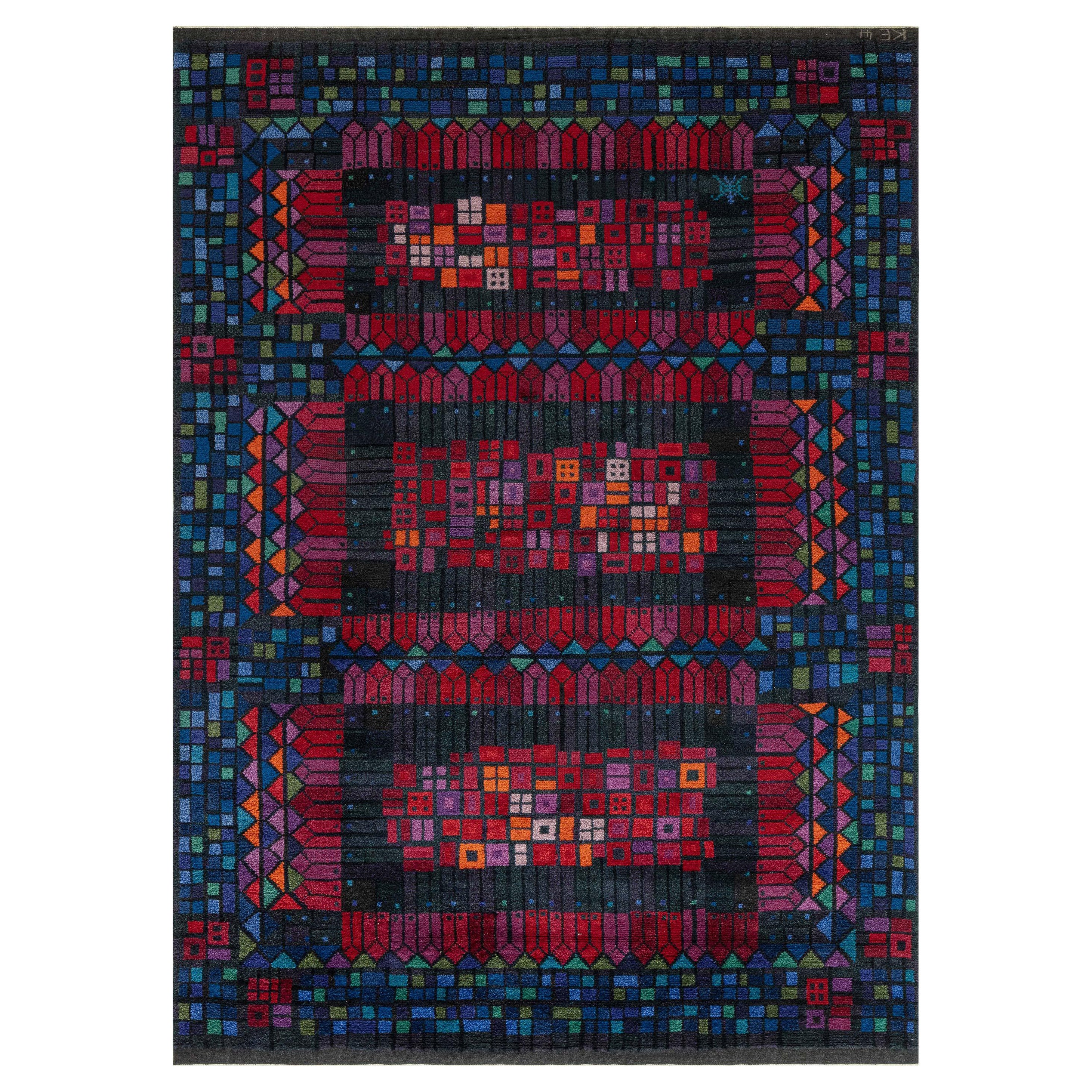 Doris Leslie Blau Vintage Swedish Pile Rug by Kerstin Ekengren For Sale