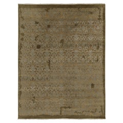 Rug & Kilim Tappeto contemporaneo in stile europeo in beige-marrone, motivo floreale blu