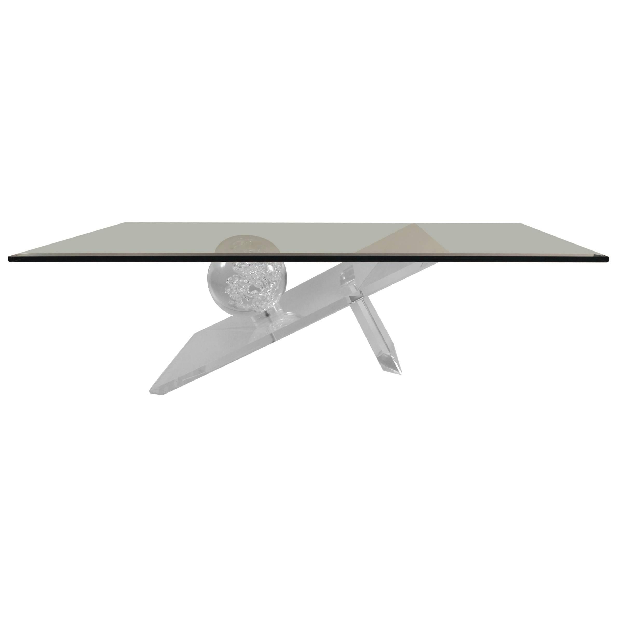 Spectaculaire table en lucite et verre en vente