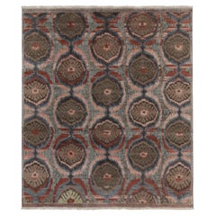 Tapis de style Classic de Rug & Kilim à motifs Ikats roses, bleus et bruns-beiges