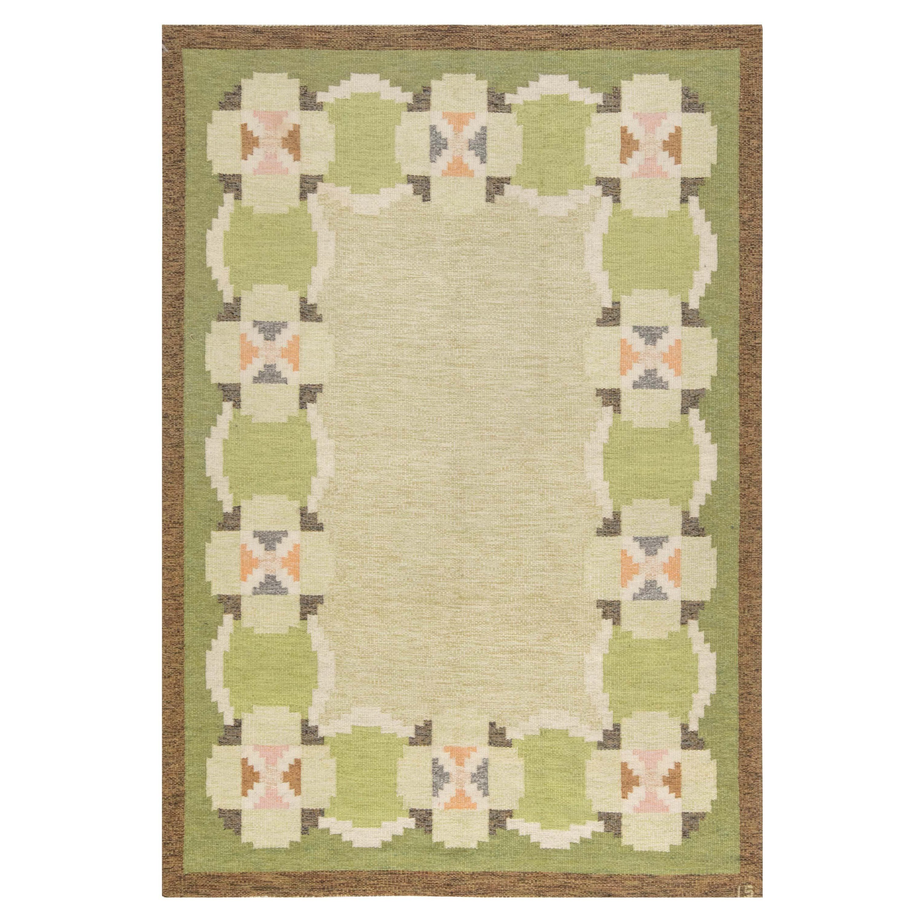 Doris Leslie Blau Vintage Swedish Flat-Weave Wool Rug Signed by Ingegerd Silow