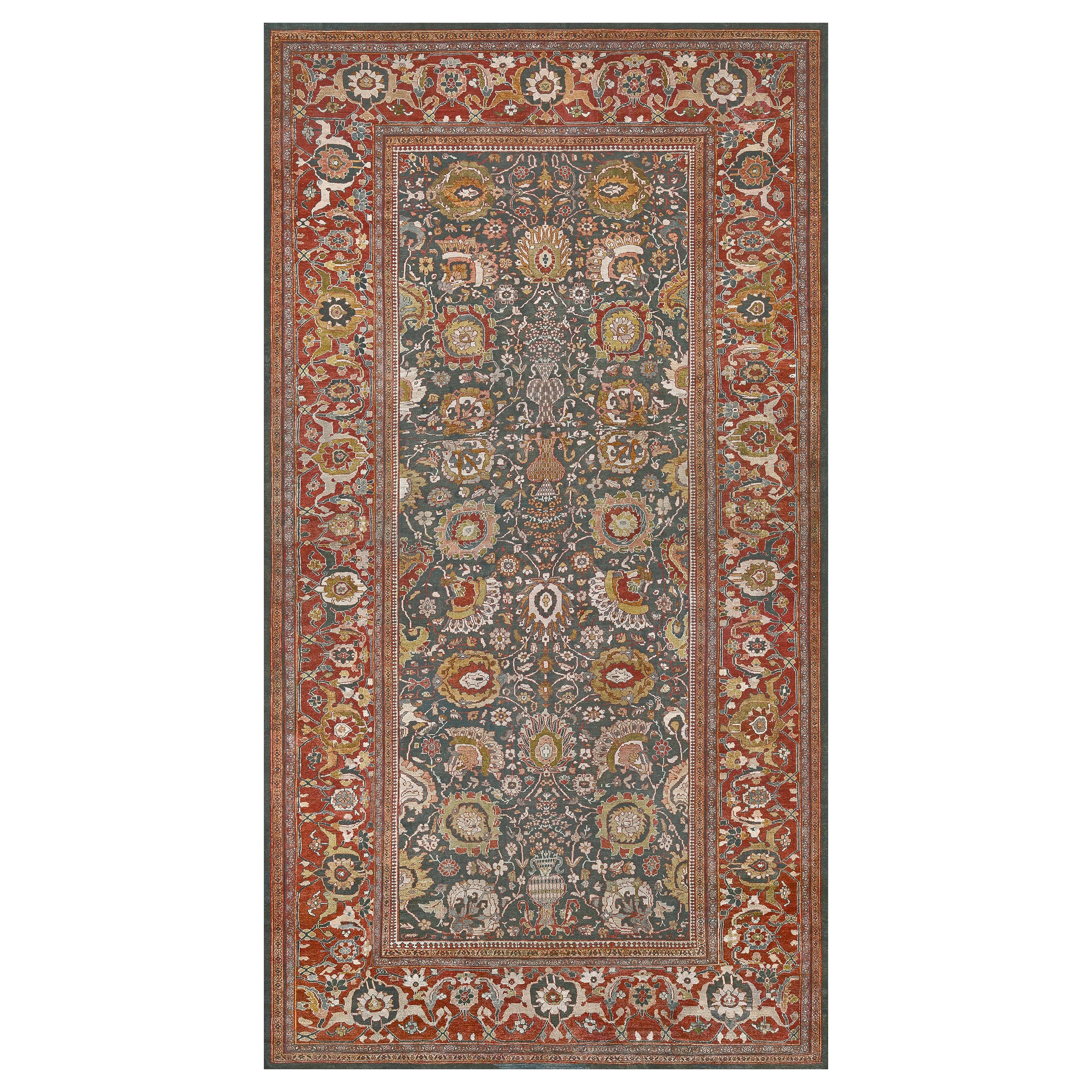 Alfombra Persa Ziegler Sultanabad Rugs Anudada a Mano Floral Rojo Antiguo Sobredimensionada de Lana