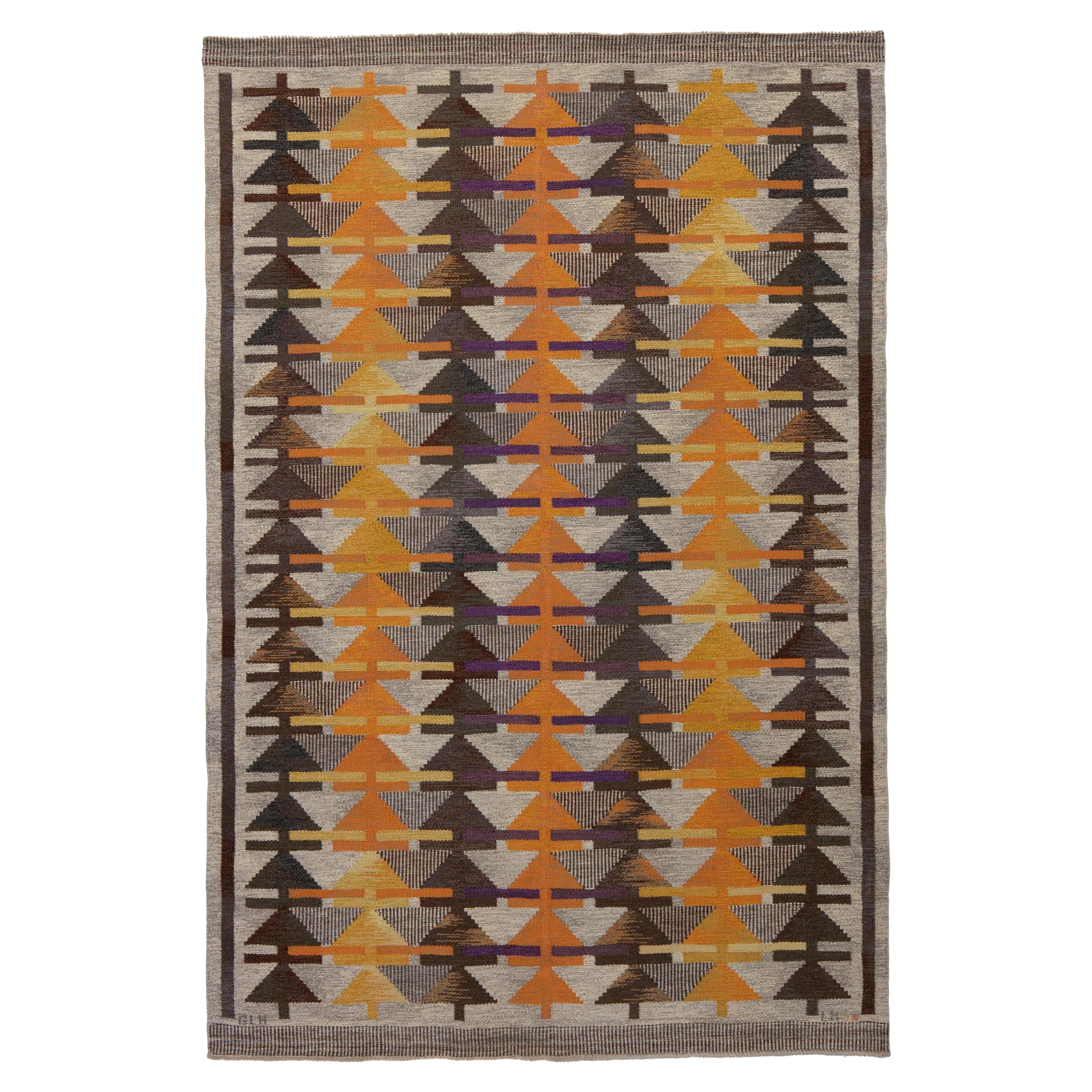 Doris Leslie Blau Midcentury Swedish Rolakan Rug by Gavleborgs Lans Hemslojd