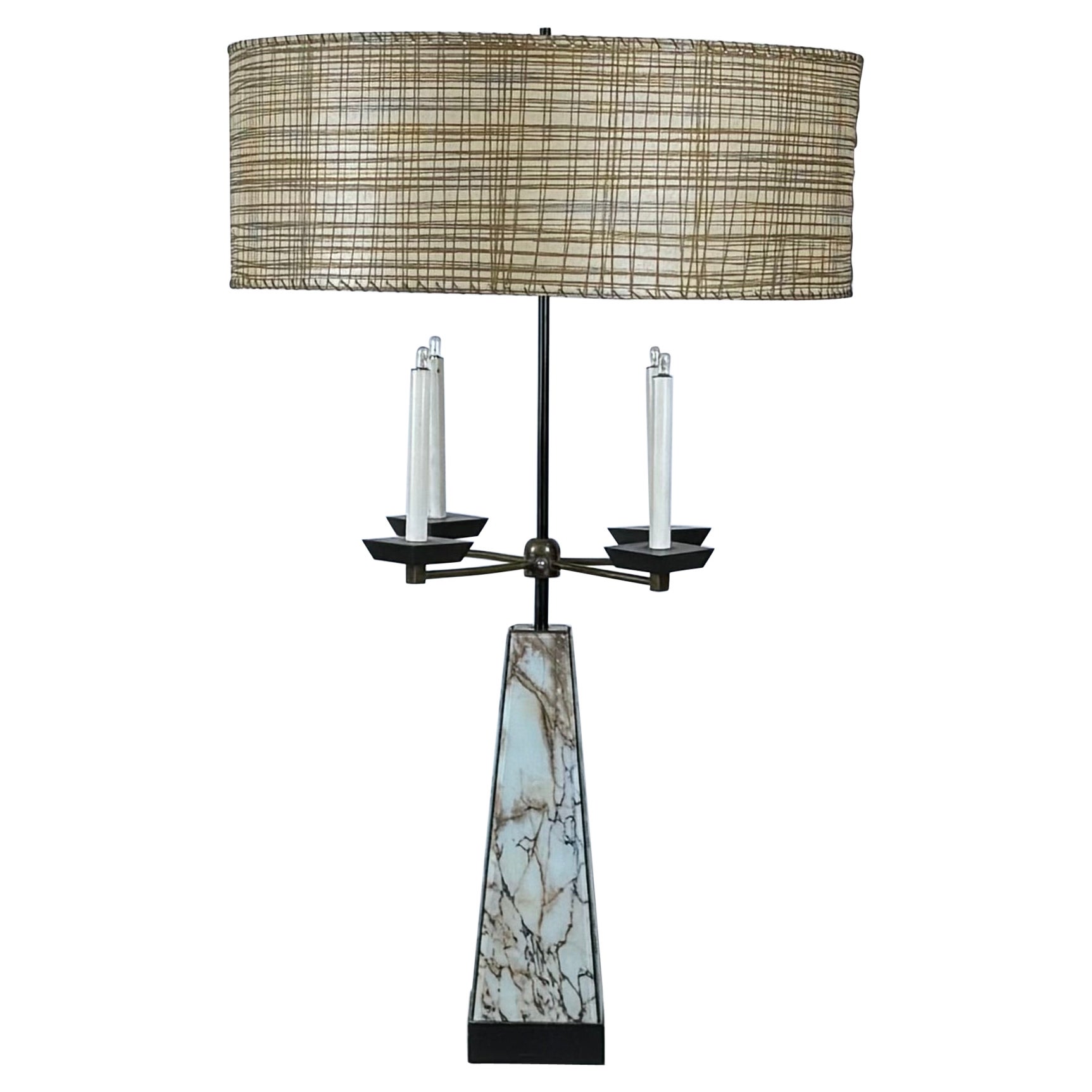 Monumental Mid-Century Obelisk Candelabra Lamp in the Style of Tommi Parzinger