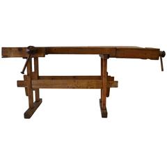 Used Oak and Pine Carpenter's Workbench