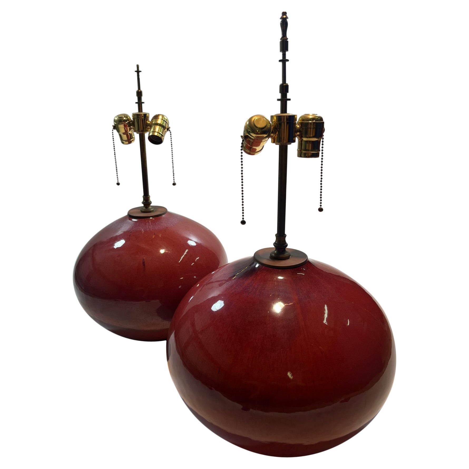 Chinese Flambe Lamps Selected by Karl Springer For Sale