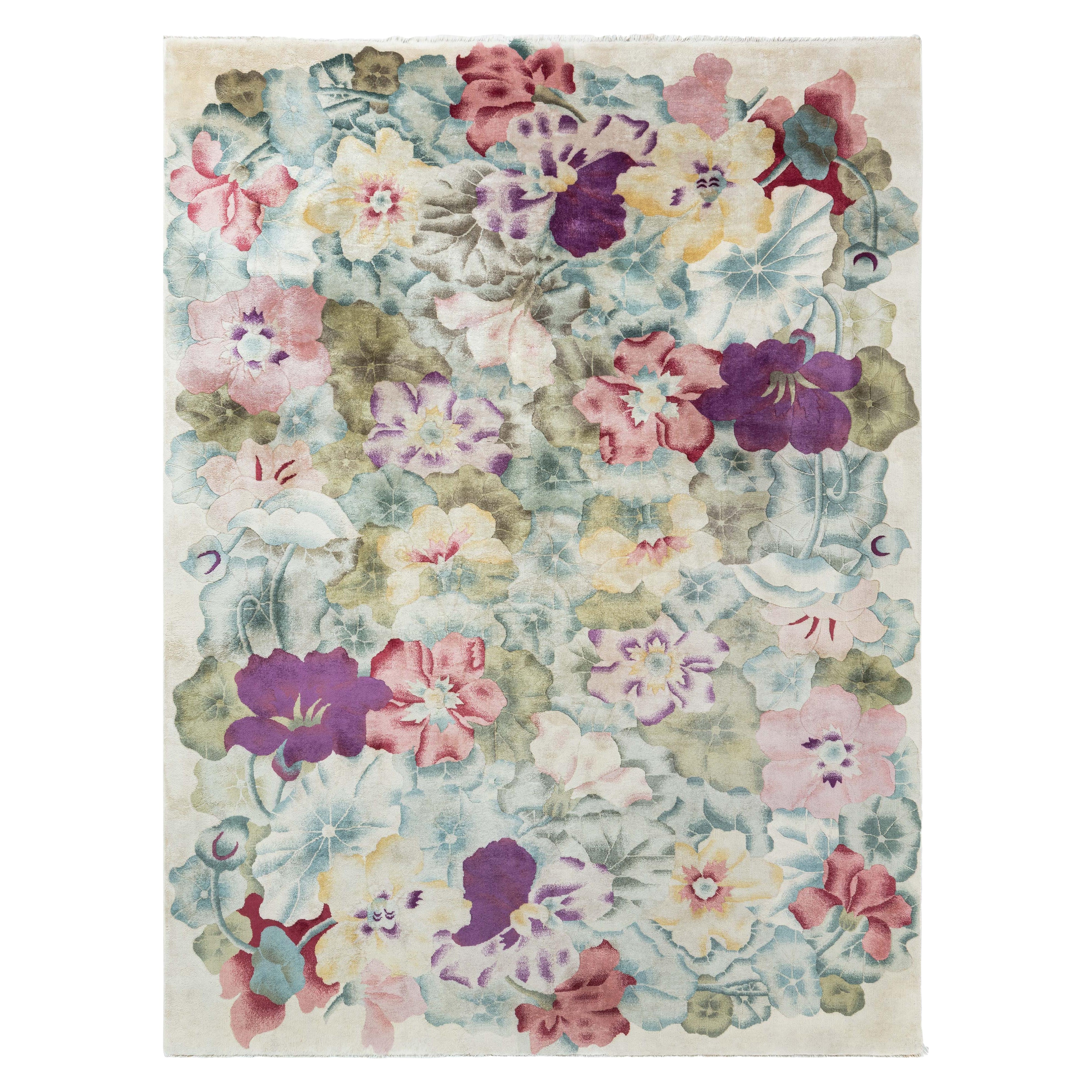 Tapis botanique chinois Art Déco