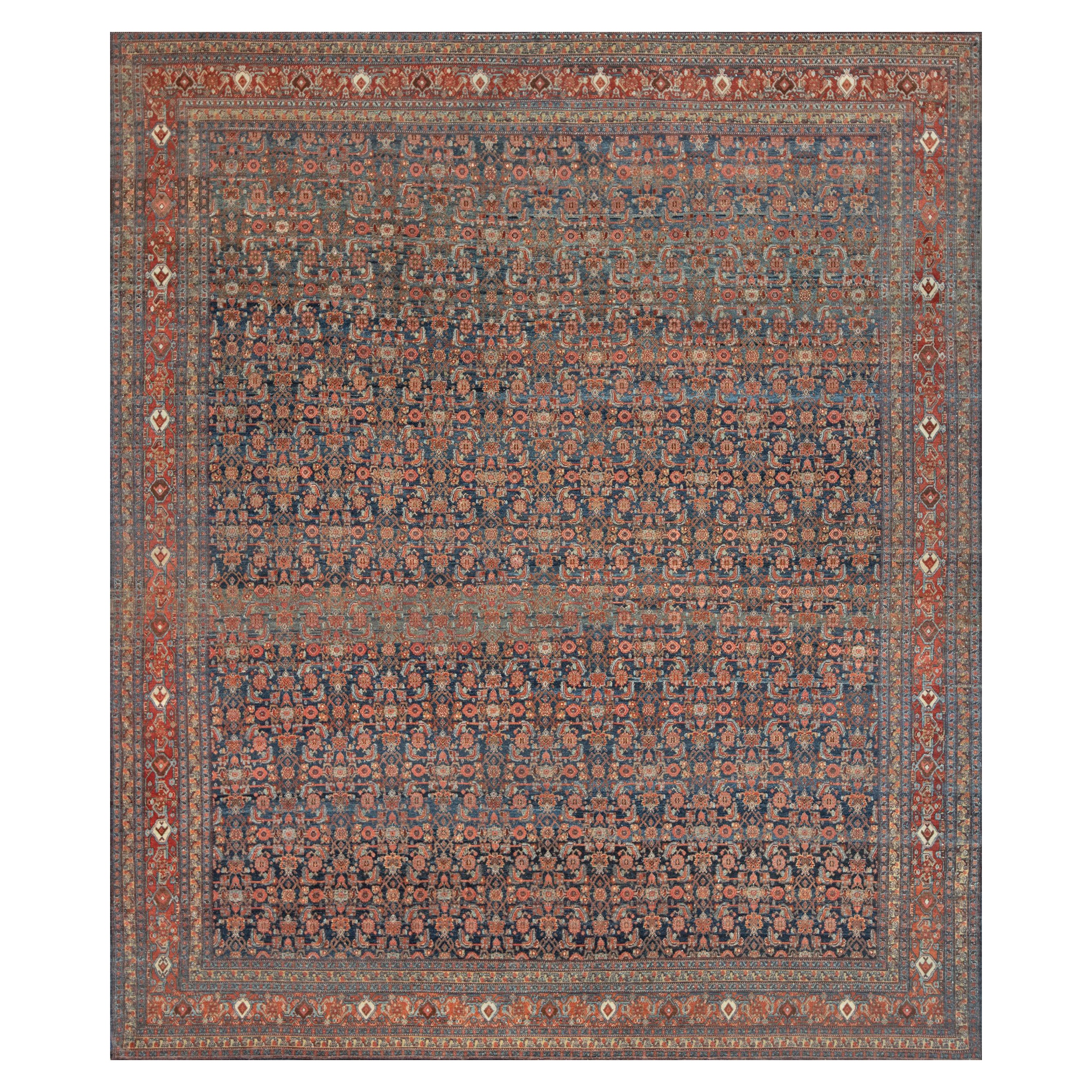 Antiquités Tapis persan en laine nouée à la main à motif Herati Seneh