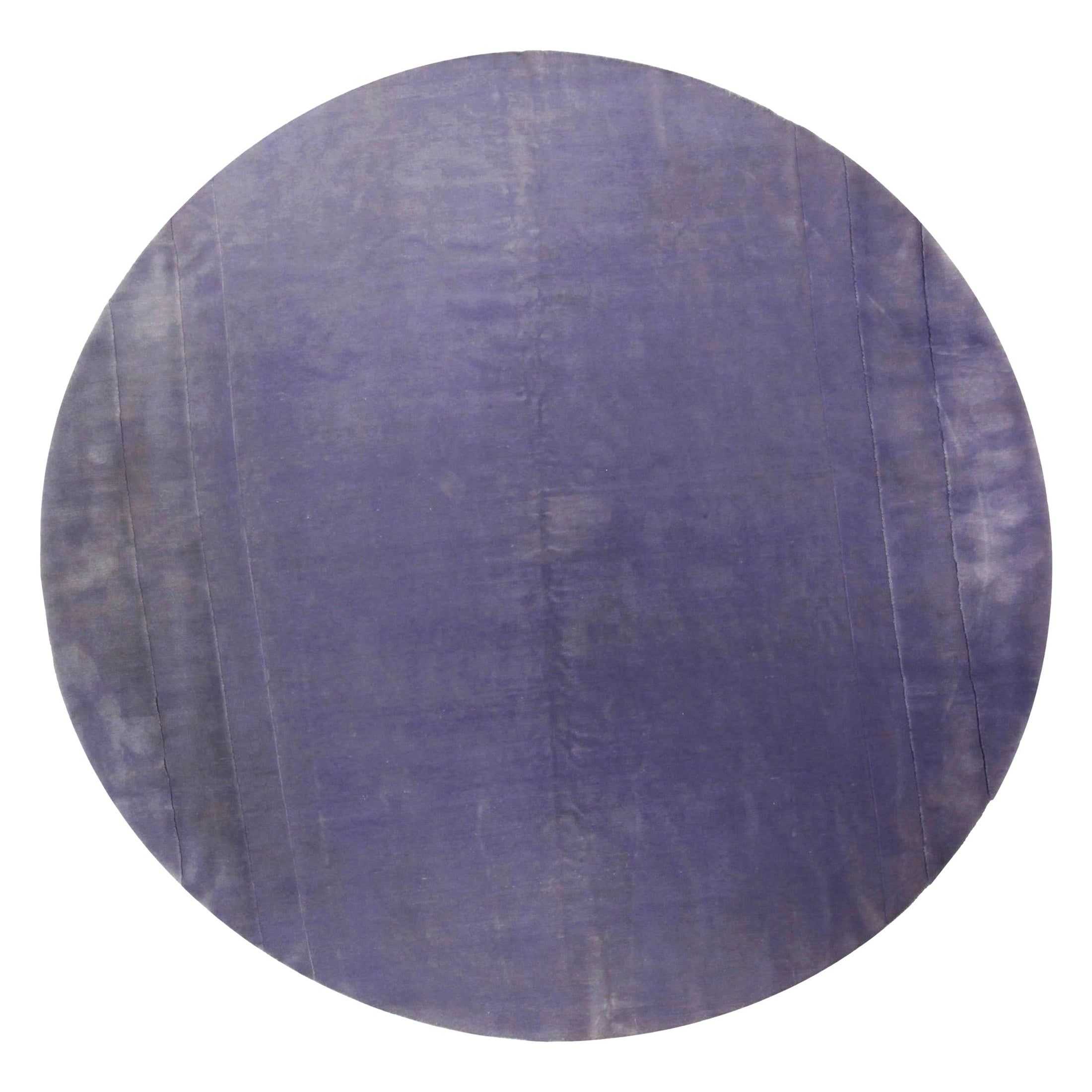Tapis rond en mohair lavande noué à la main de Doris Leslie Blau
