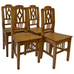 Set of Pine Plank Seat Chairs