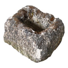 Small Square Carved Stone Antique Wabi Sabi Sandstone Planter Bonsai Pot