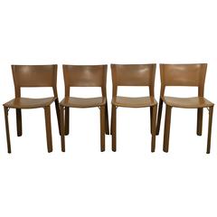 Set of Four Leather Giancarlo Vegni S91 Chairs for Fasem, Italy