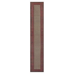 Antique Wool Floral Caucasian Runner with Bold Border