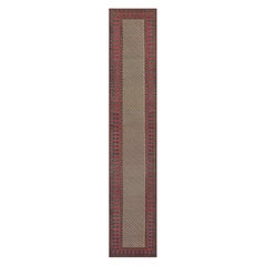 Wool Floral Antique Caucasian Runner with Bold Border