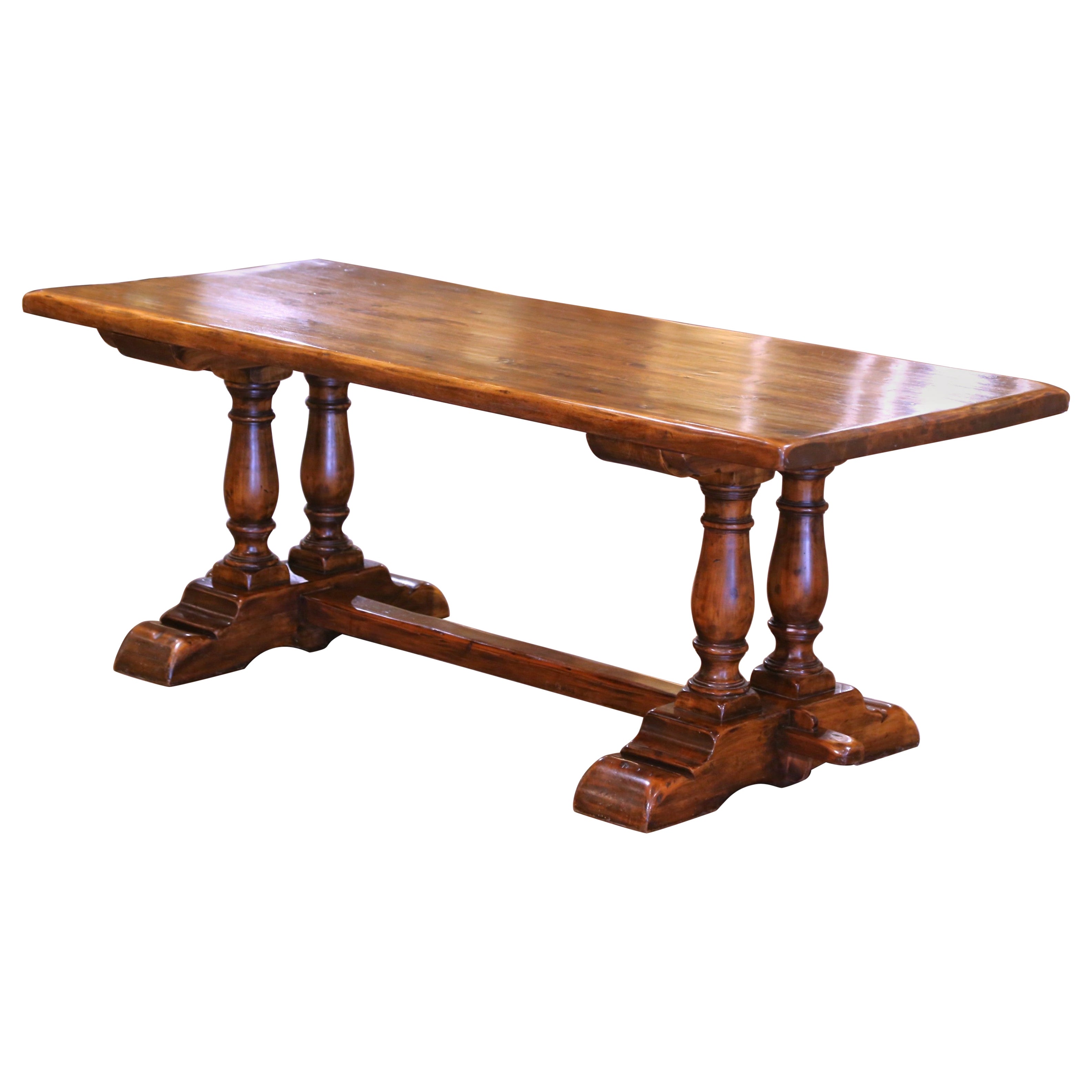 Mesa de caballete de monasterio de nogal tallado Luis XIII francés del siglo XIX