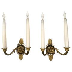 Pair of French Empire Style Two Light Wall Sconces