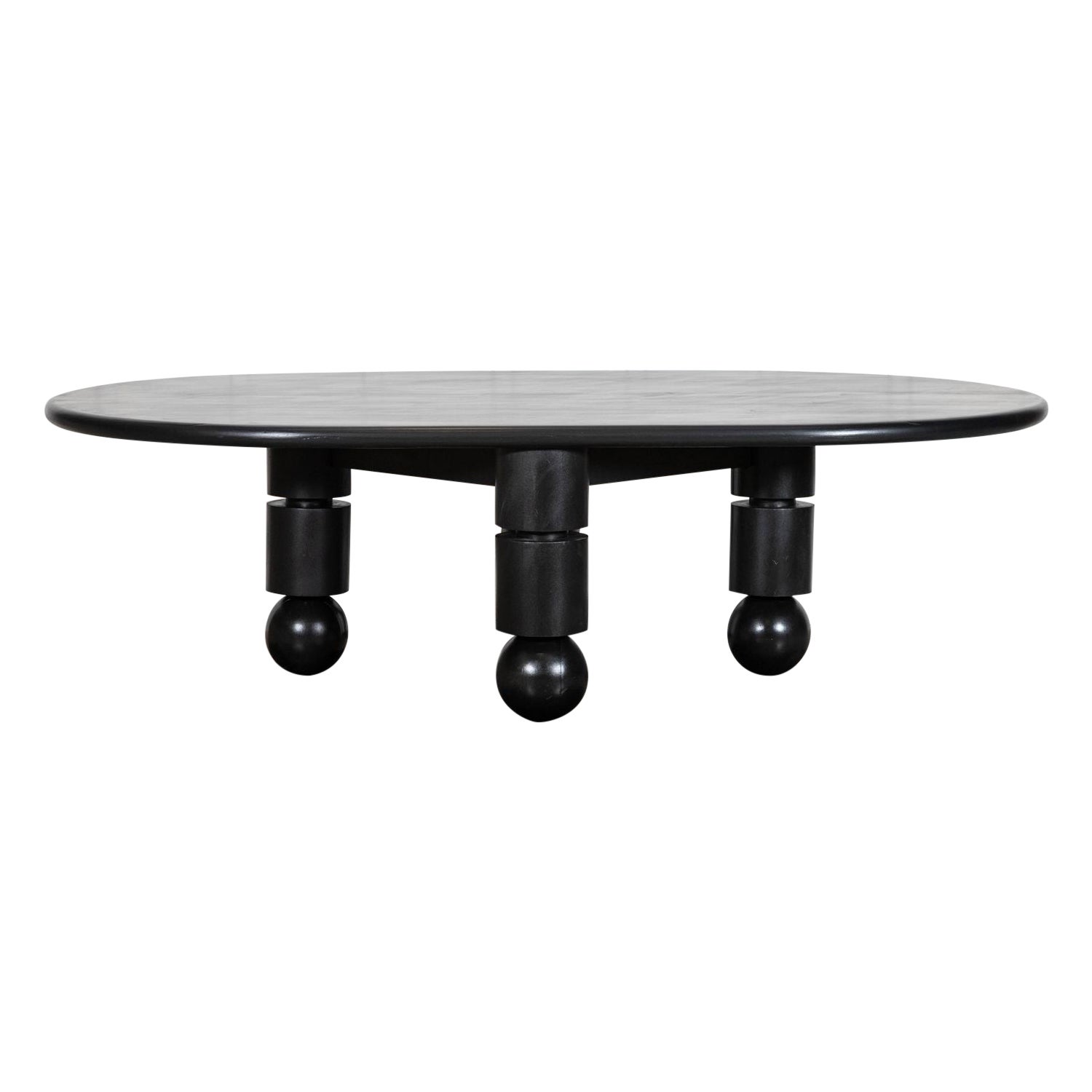 Monumental English Ebonised Brutalist Elm Dining Table For Sale
