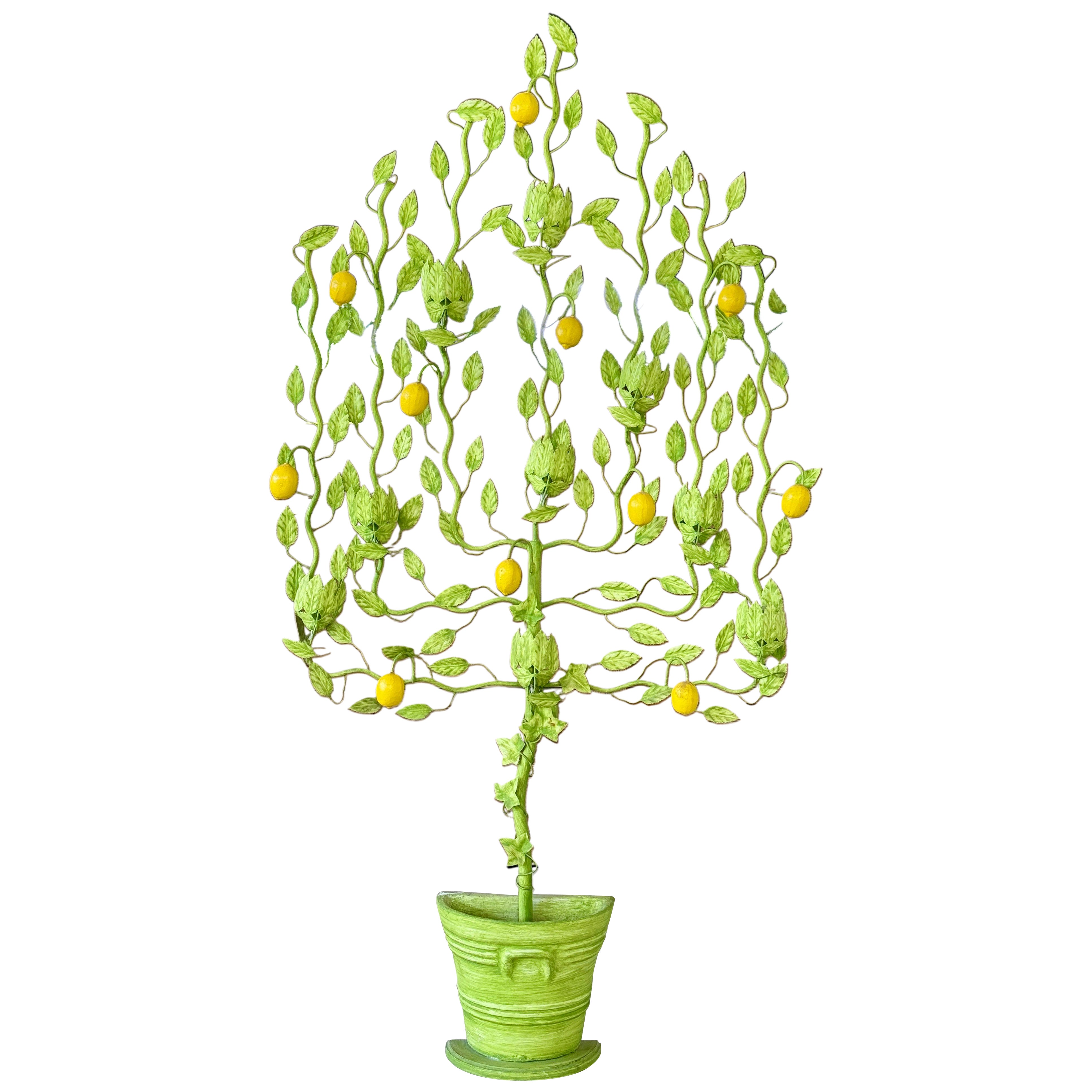 Mid-20th Century Italian Tole Lemon Espalier Tree Wall Light