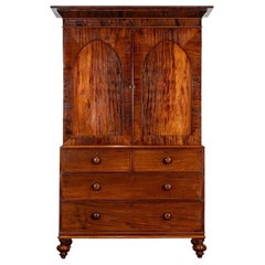 Antique George III English Mahogany Linen Press