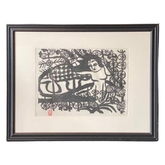 Shiko Munakata Sealed Japanese Woodblock Print of Female Deity Goddess Joshin