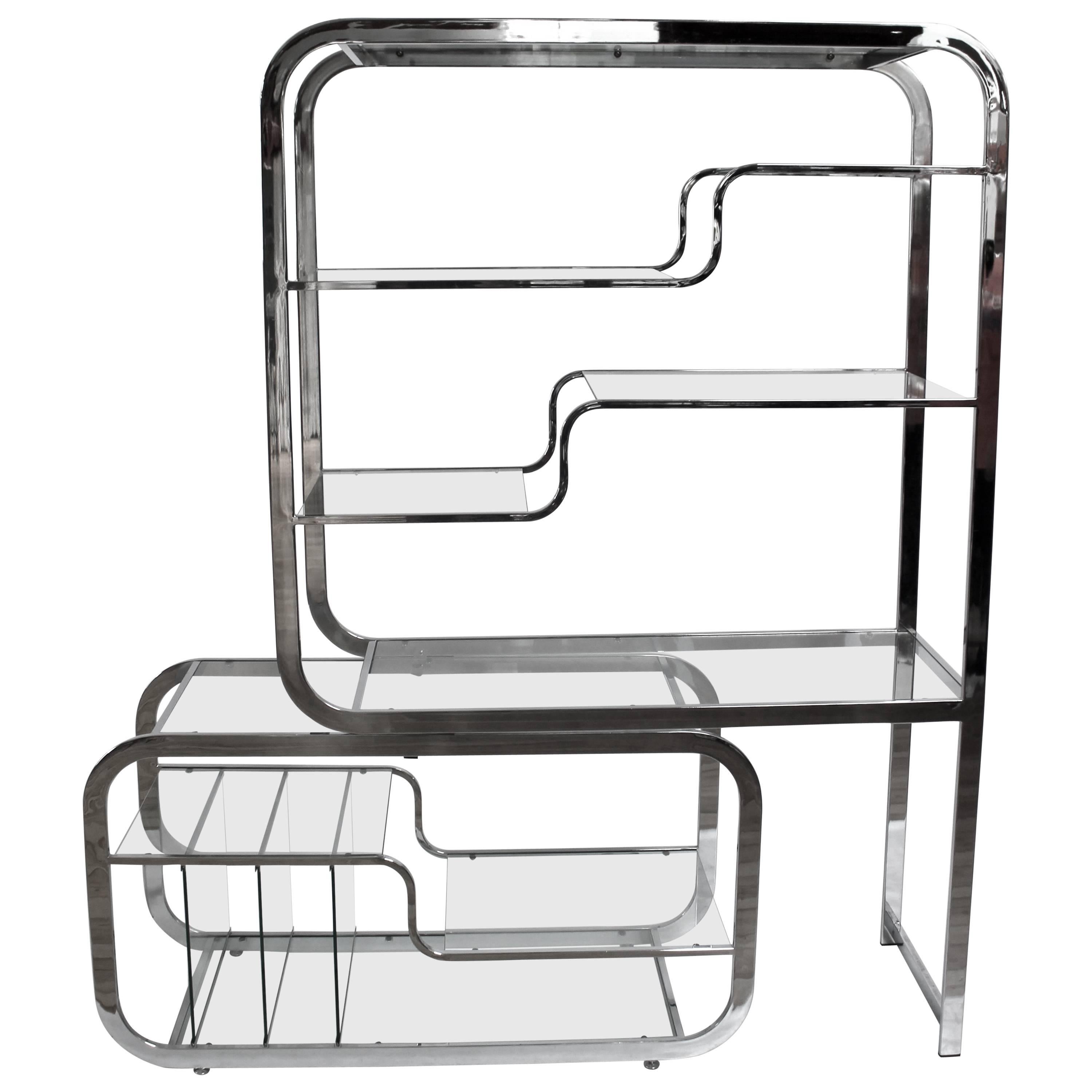 1970s Chrome and Glass Etagere by Milo Baughman