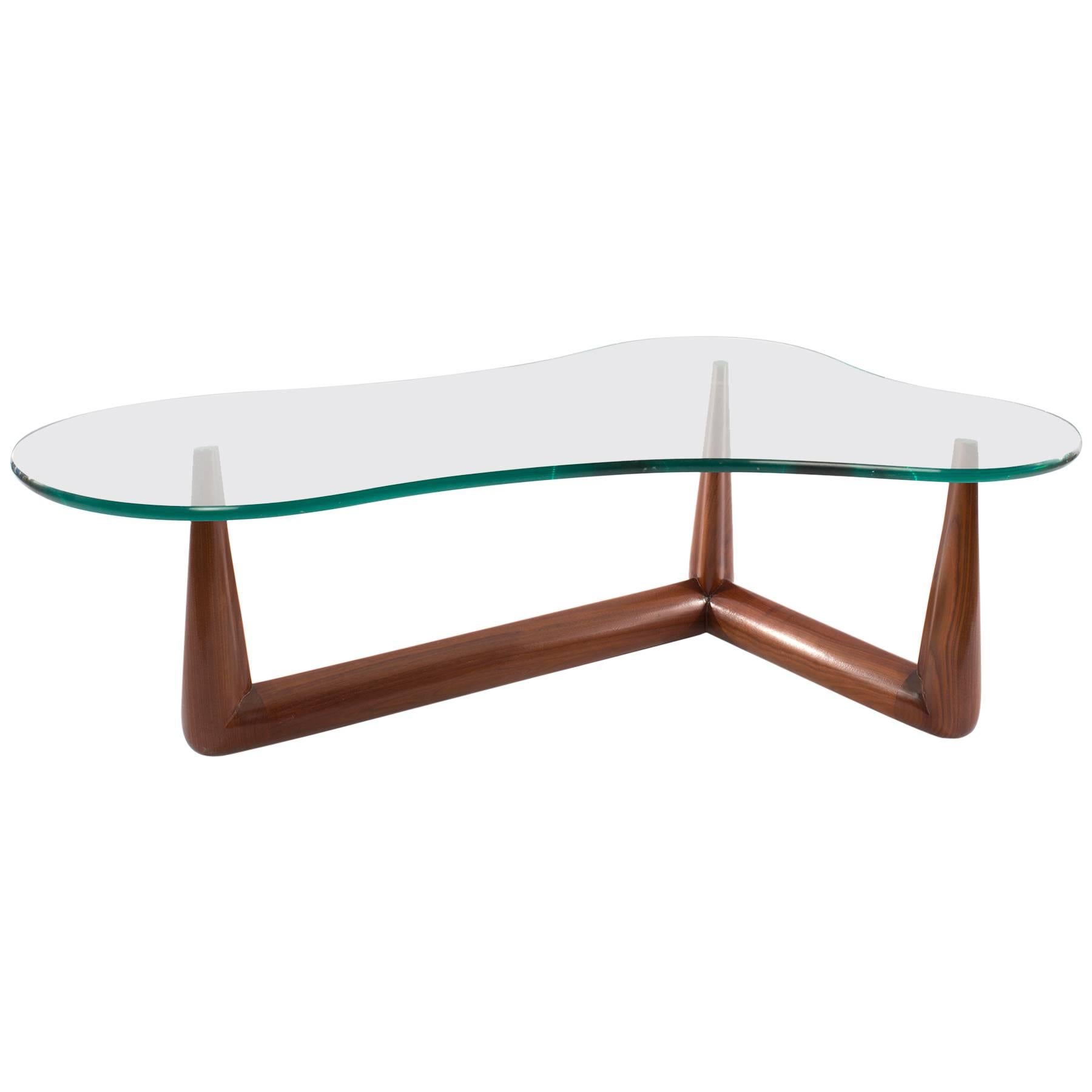 Free Form Glass and Walnut Cocktail Table by Gibbings for Widdicomb