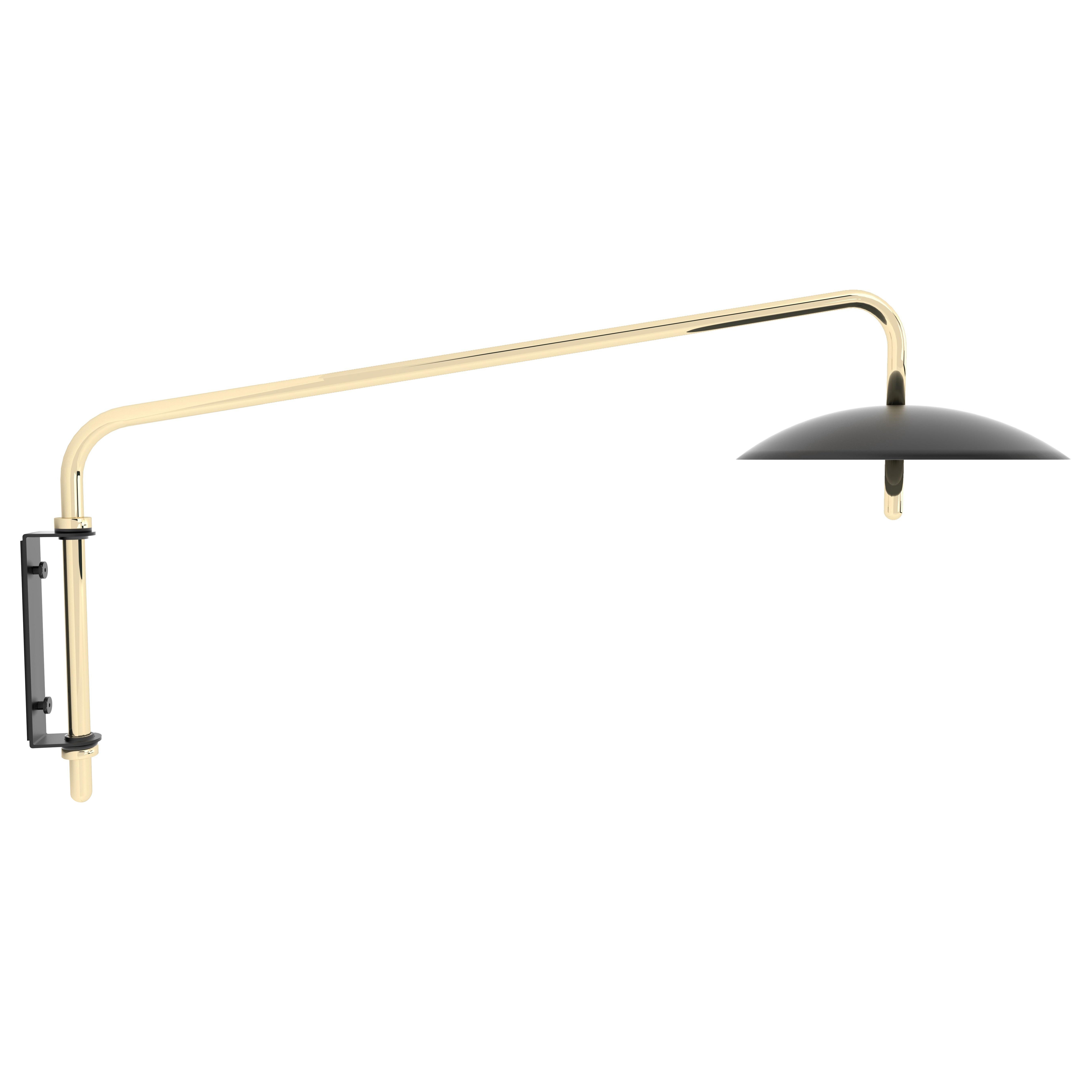 Lampada a braccio oscillante Signal, Nero X Ottone, corta, di Souda, In magazzino
