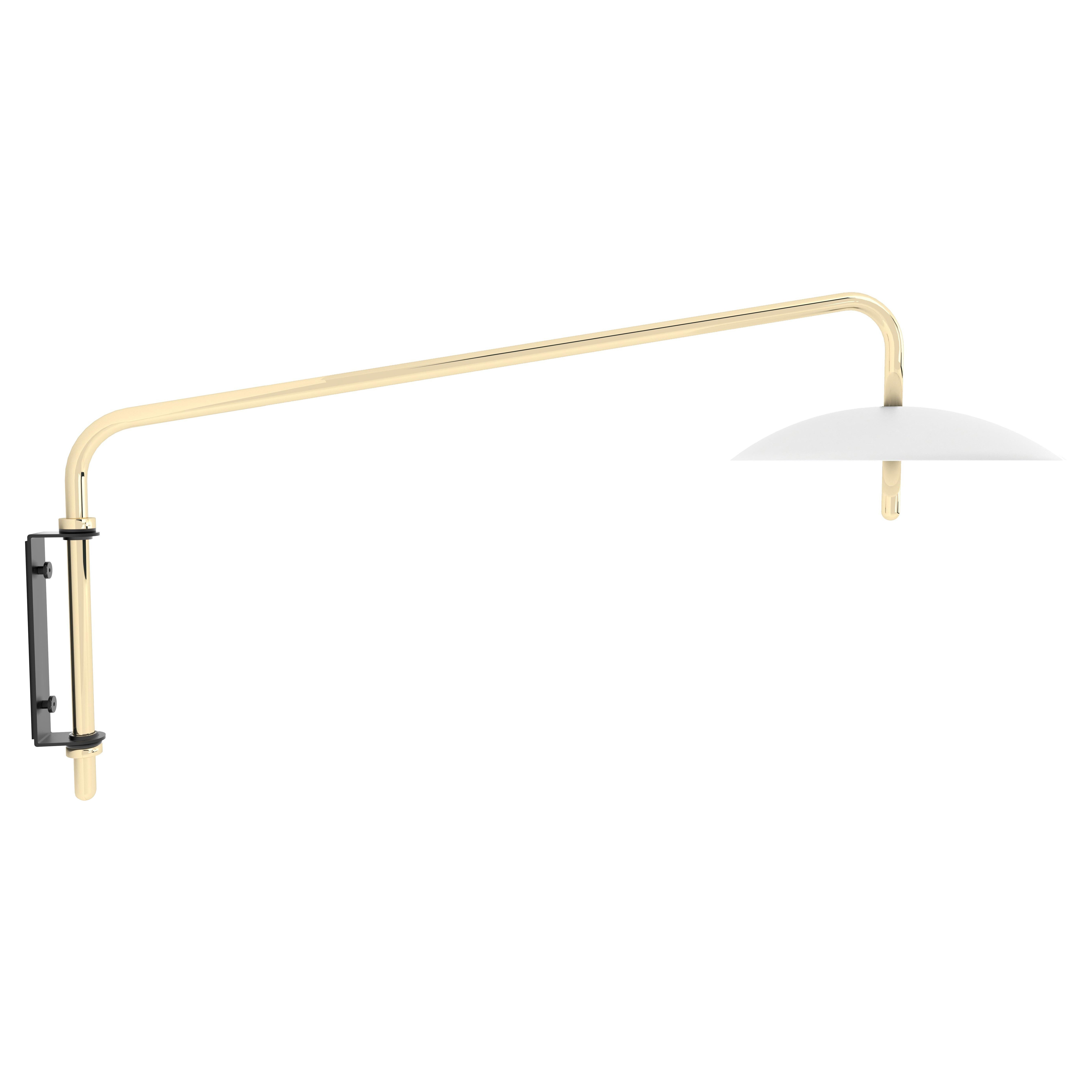 Lampada a braccio oscillante Signal, Bianco x Ottone, corta, di Souda, In magazzino