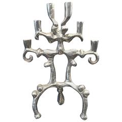 Donald Drumm Tall Brutalist Cast Aluminum Candlestick