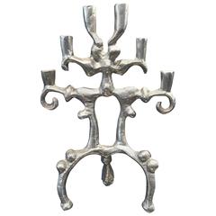 Donald Drumm Tall Brutalist Cast Aluminum Candlestick