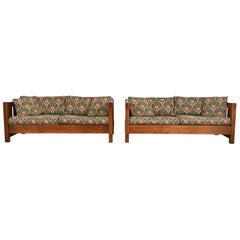 Stickley Mission Oak Arts and Crafts Settle Sofas, Pair