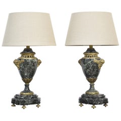 Coppia di lampade da tavolo francesi in marmo con montatura in ormolu