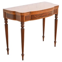 Baker Furniture Federal Mahogany and Satinwood Flip-Top Console or Game Table