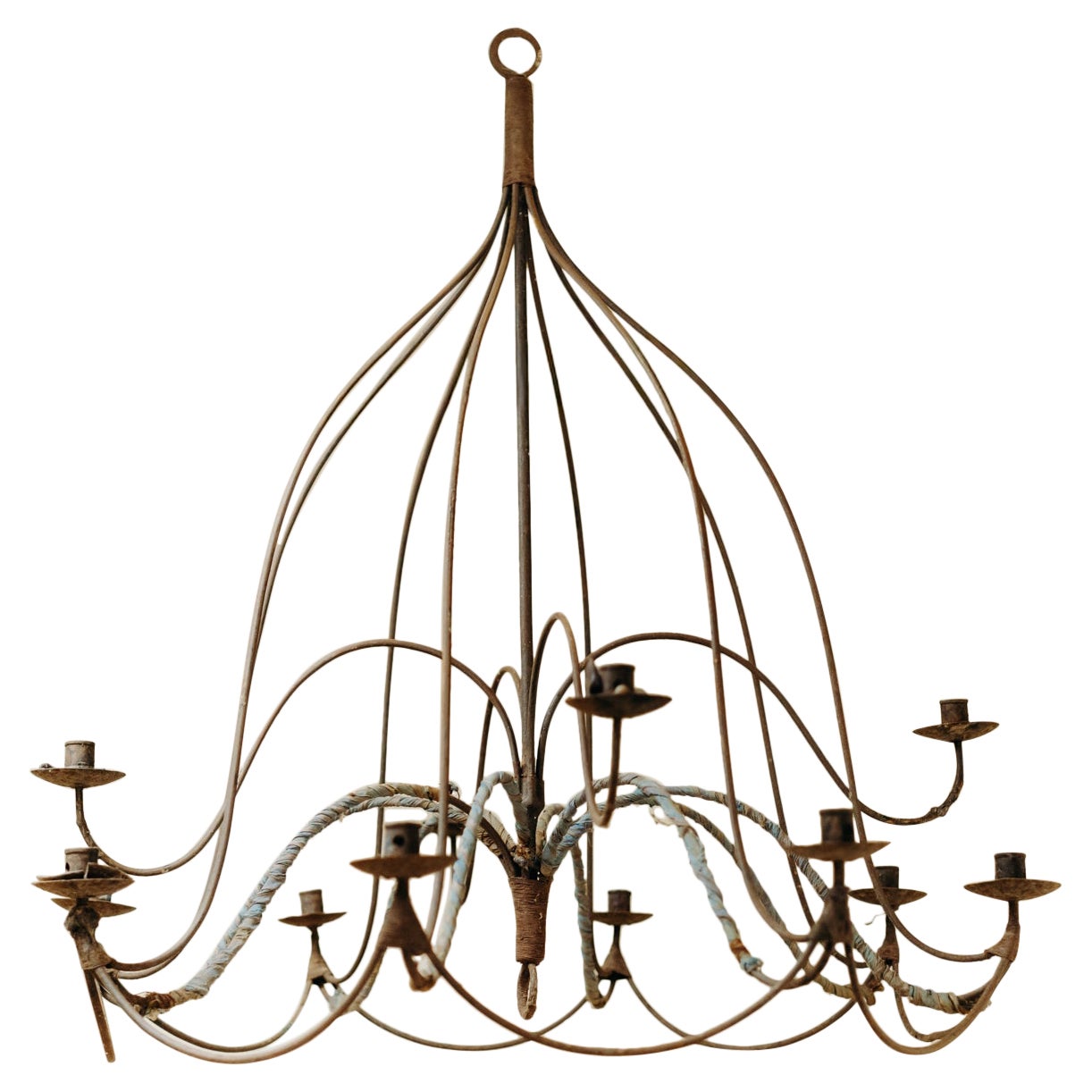 1980's iron chandelier for candles ...