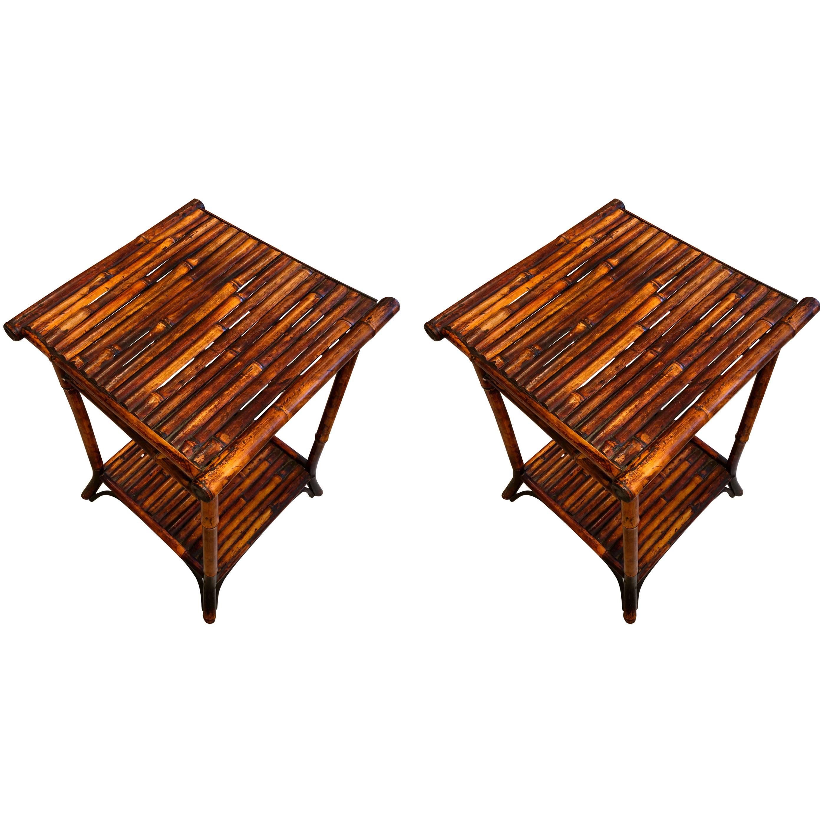 Pair of English Bamboo End Tables, circa 1920