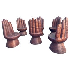 Set of 6 wooden « hands » chairs
