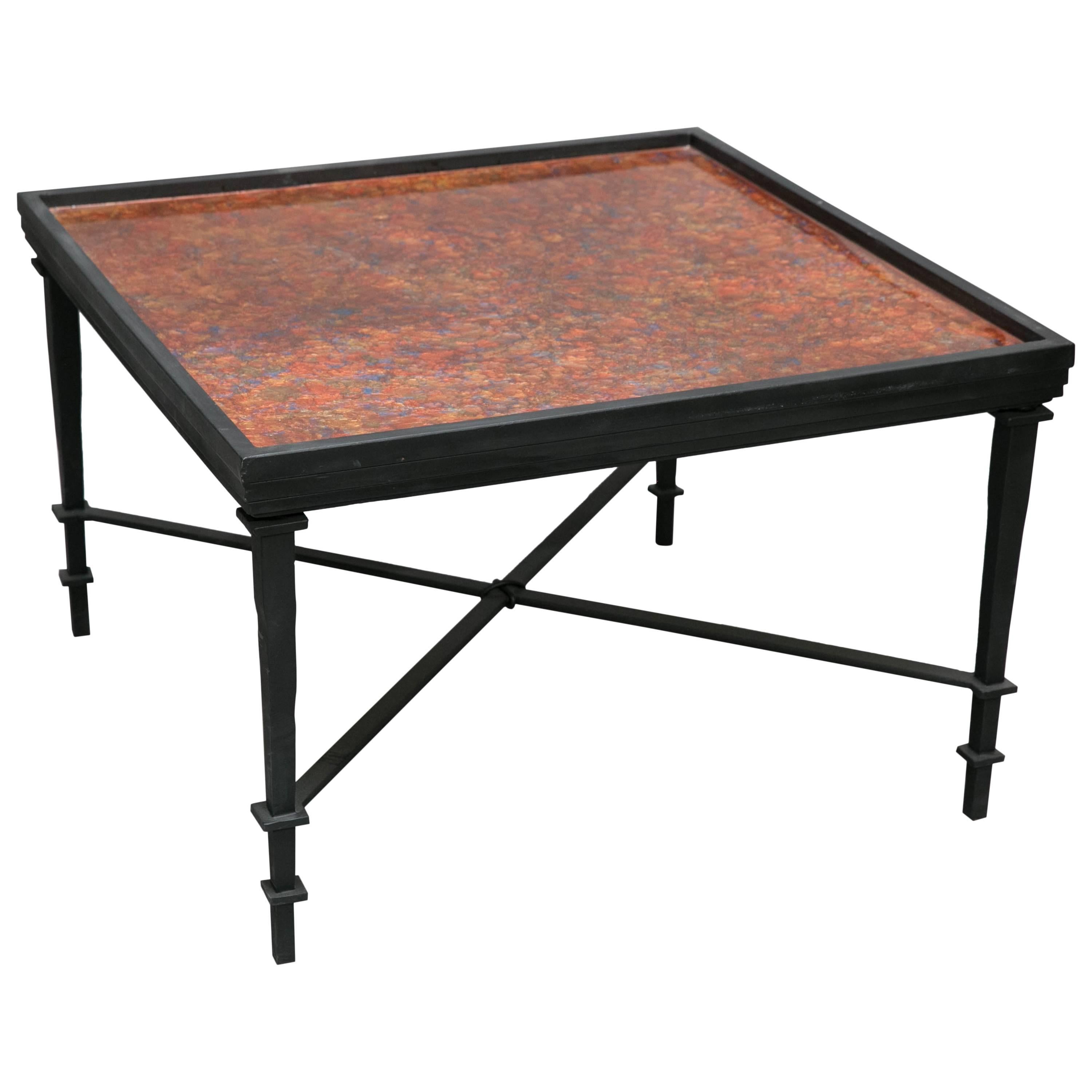 William Loyd Hand-Painted Iron Coffee Table For Sale