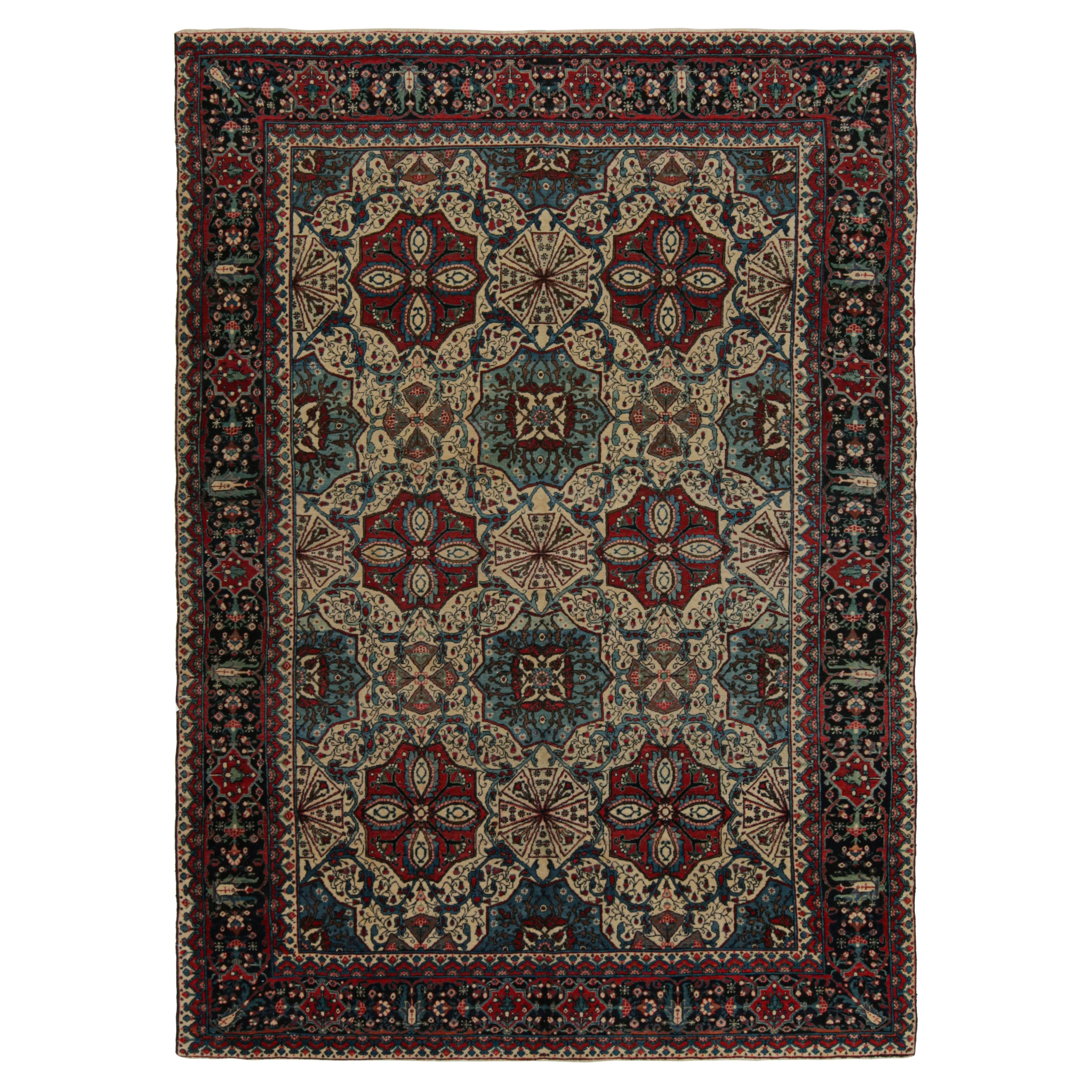 Antico Tabriz persiano nei classici colori rosso, blu e crema da Rug & Kilim in vendita