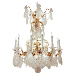 Antique French Bronze  &  Rock Crystal Chandelier  38 lights