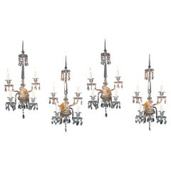 Baccarat Manufacture, Set of Four Crystal Wall-Lights, France, circa 1950