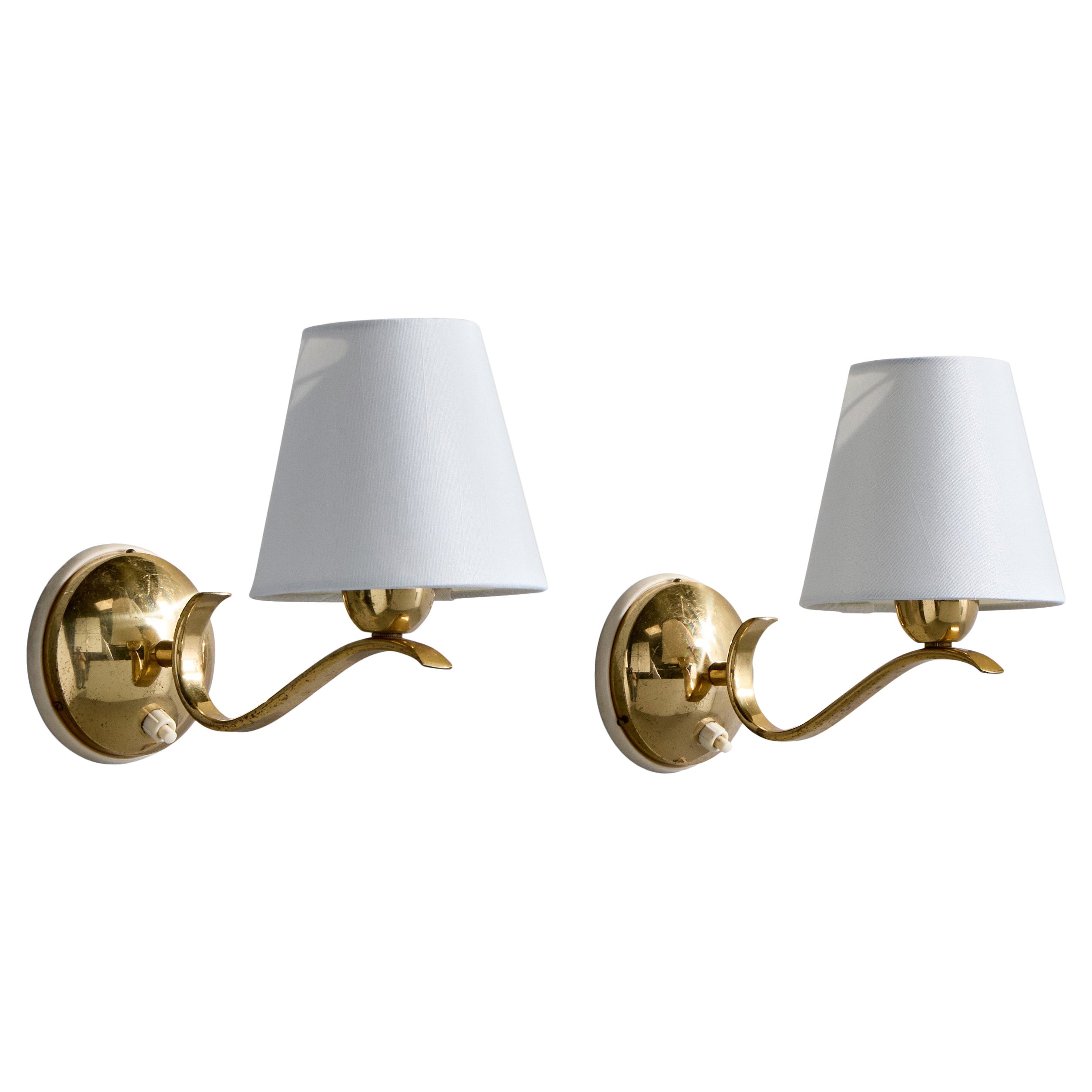 Designer austriaco, Lampade da parete, Ottone, Fabrice, Austria, anni 1950