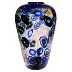 Murano glass vase with circular Murrinas in random design