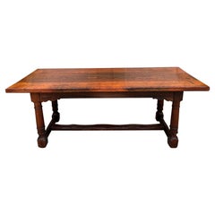 Antique French Oak Dining Farm Bakers Table Conference Office Library Desk c1920