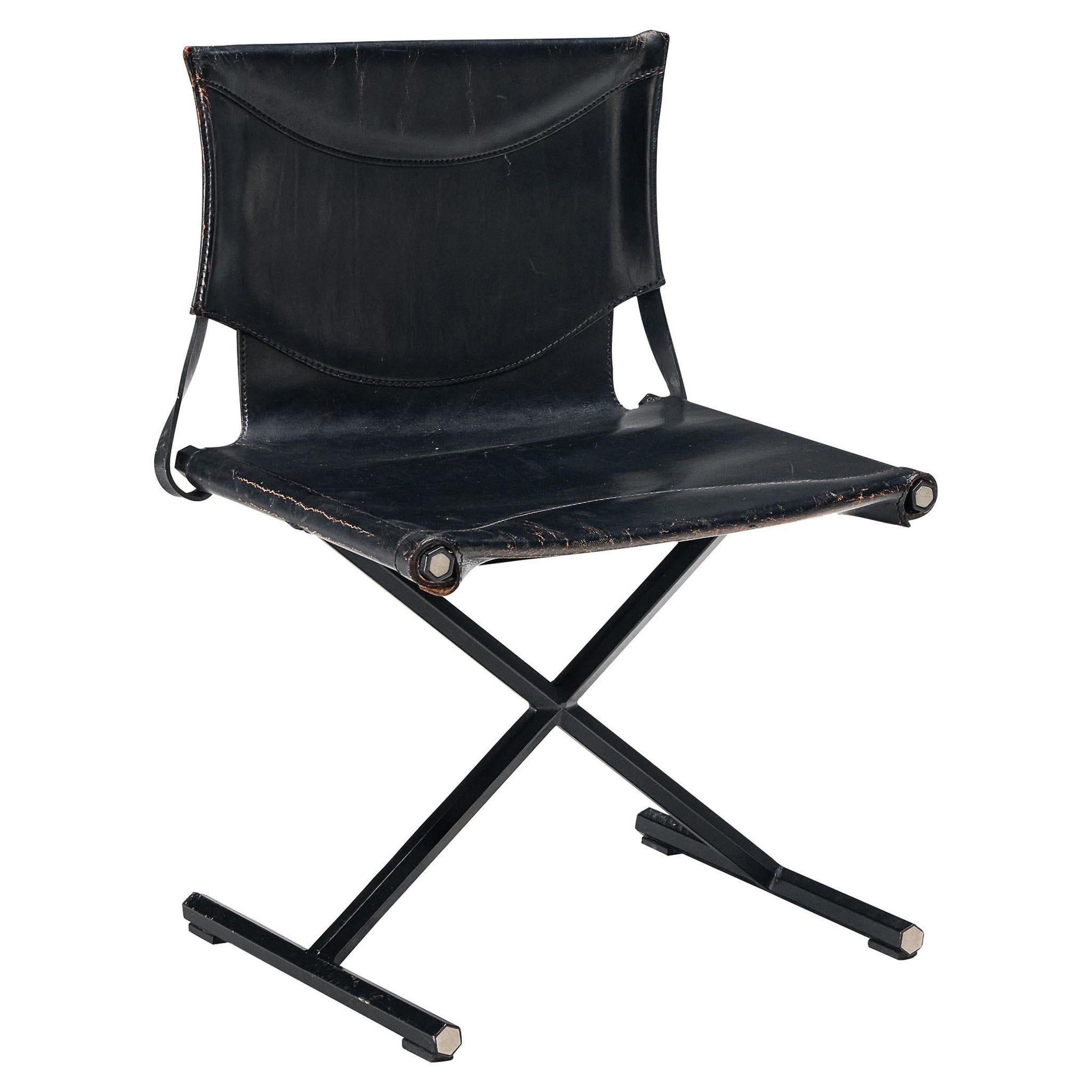 Afra & Tobia Scarpa for Goppion 'Bisante S1' Chair in Black Leather and Steel