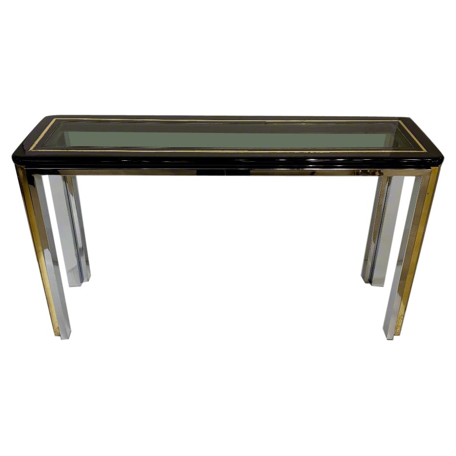 Konsolentisch aus Chrom, Messing und Glas aus dem späten 20. Jahrhundert von Romeo Riga, Italien im Angebot
