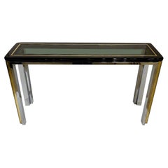 Late 20th-Century Chrome, Brass and Glass Console Table by Romeo Riga, Italy
