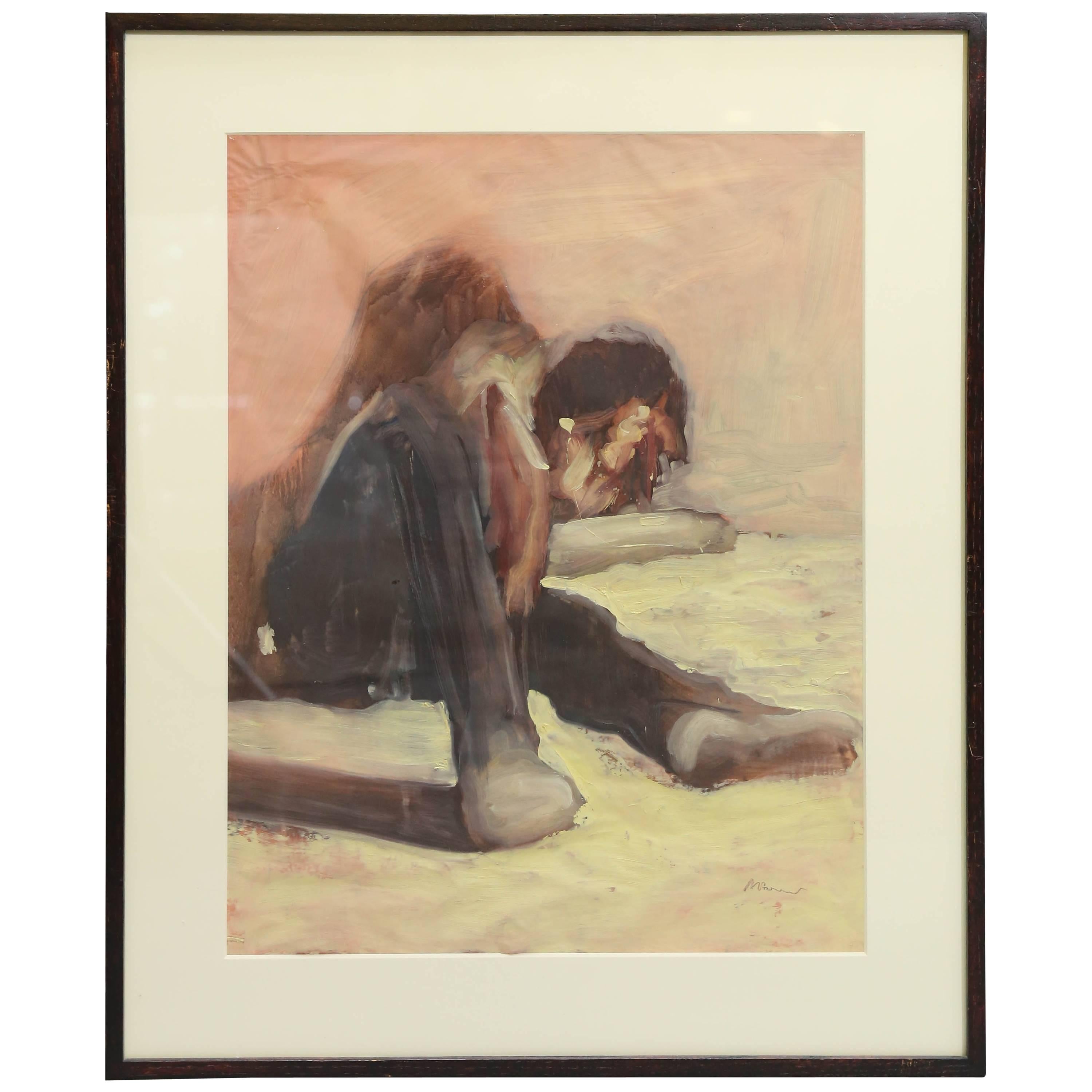 20th Century Oil on Translucent Paper "Untitled" by Ron Hoover For Sale