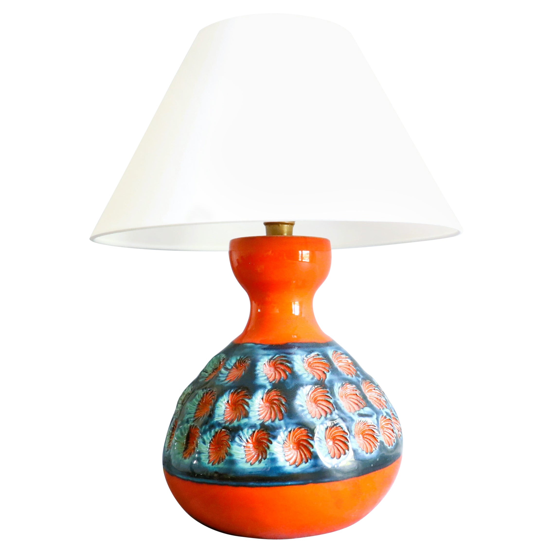 Mid-Century Ceramic Table Lamp by Romacrea, Rome, Italy, 1960s For Sale