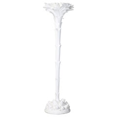 Palm Leaf Torchière or Floor Lamp in the Manner of Serge Roche Restored Plaster