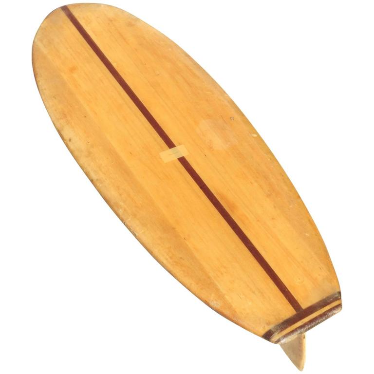 Balsa and Redwood Business Card Belly Paipo Board For Sale at 1stdibs